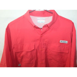 Columbia Omni Shield PFG Blood N Guts Fishing Shirt Mens Medium Red Vented NICE